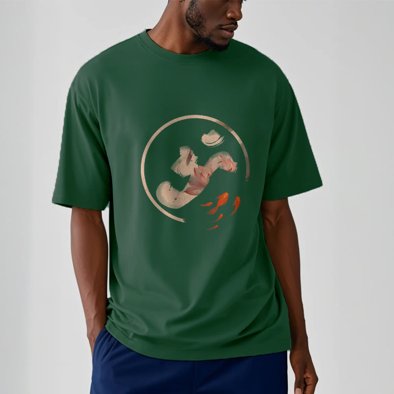 Camiseta de algodón con diseño de pez koi y loto OM de Buddha Stones - image 12