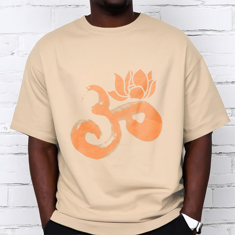 Camiseta de algodón con diseño de flor de loto y Buddha Stones OM - image 1