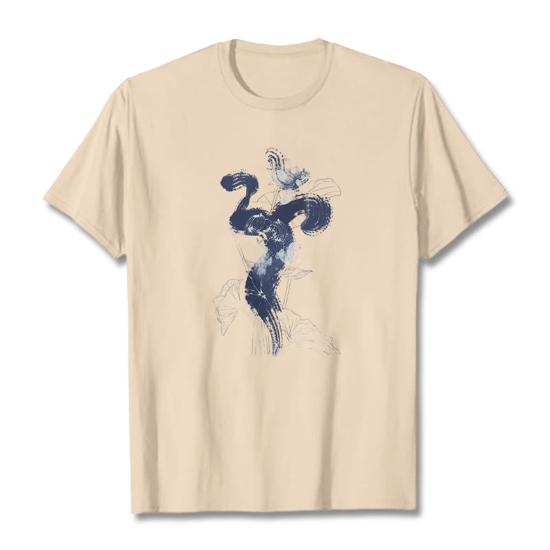 Camiseta de algodón con fondo de flor de loto y Buddha Stones OM - Sopa de mariscos - 2XL - image 11