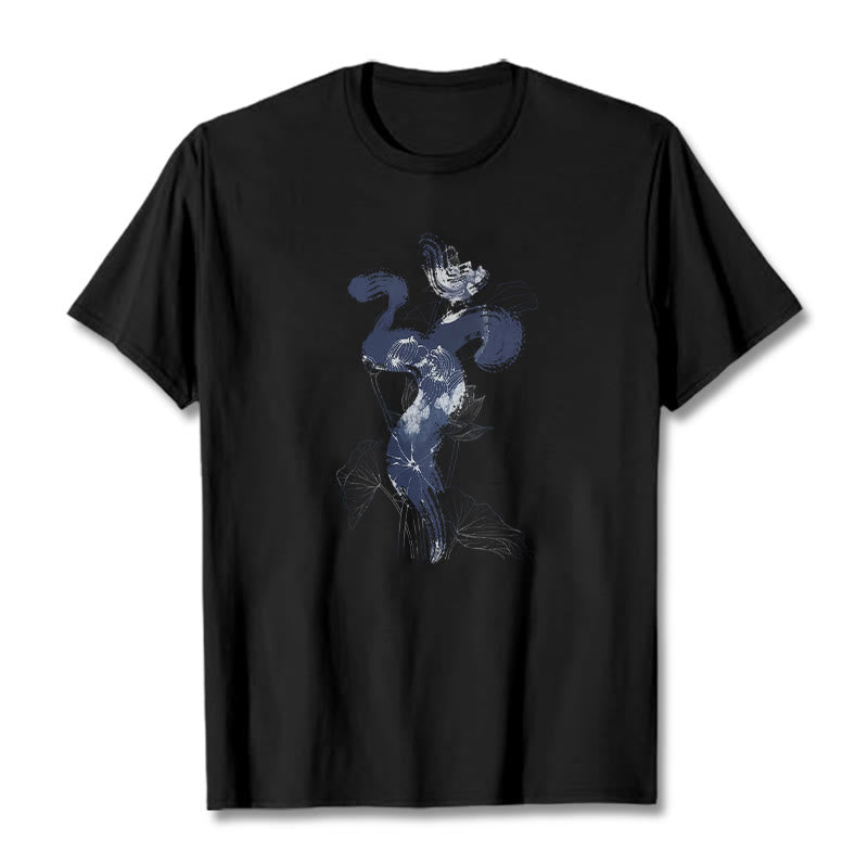 Camiseta de algodón con fondo de flor de loto y Buddha Stones OM - Negro - 2XL - image 4