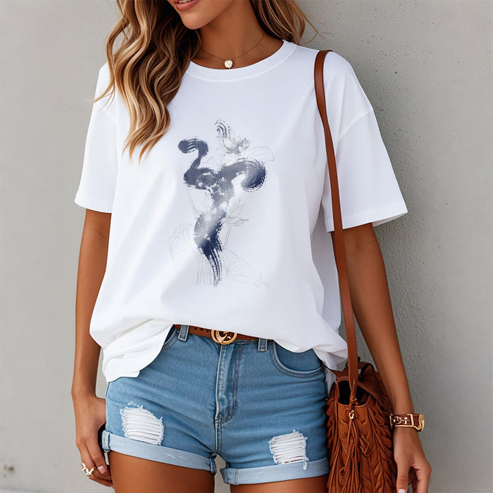 Camiseta de algodón con fondo de flor de loto y Buddha Stones OM - image 1