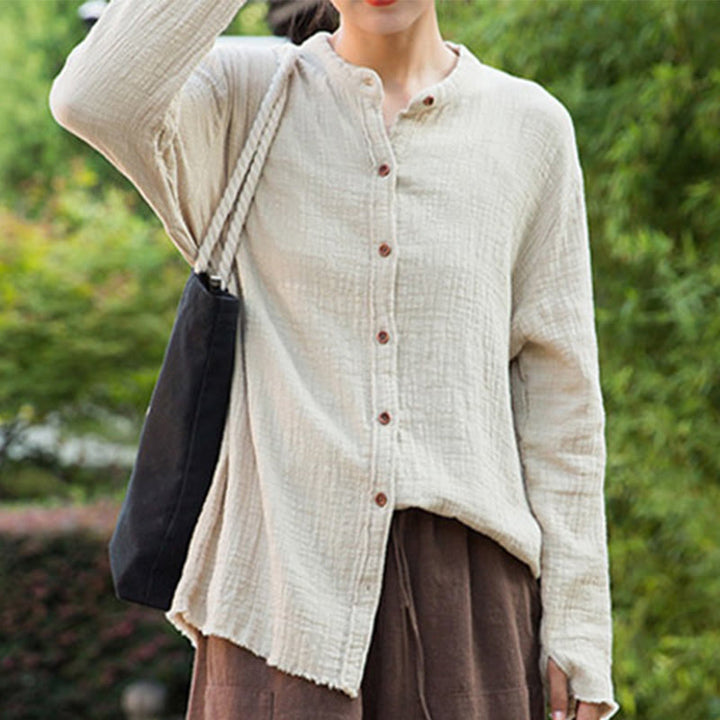 Buddha Stones Ropa de lino y algodón con lavado a la arena de doble capa, literaria y artística - image 7