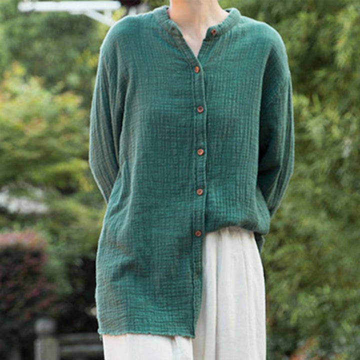 Buddha Stones Ropa de lino y algodón con lavado a la arena de doble capa, literaria y artística - image 32