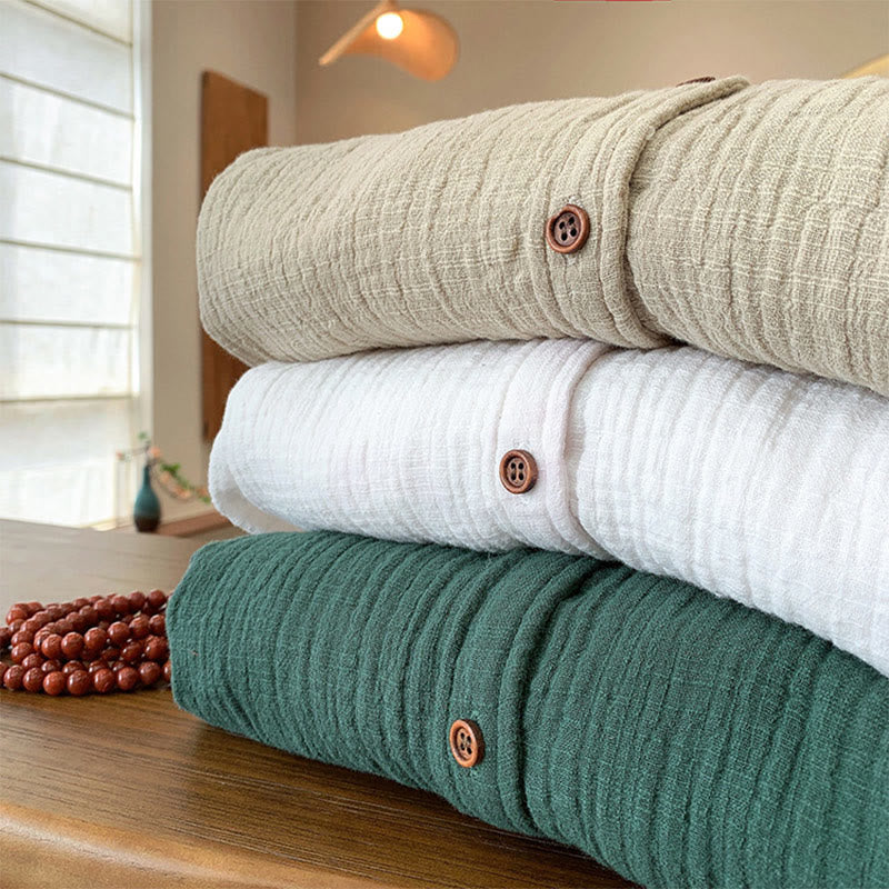 Buddha Stones Ropa de lino y algodón con lavado a la arena de doble capa, literaria y artística - image 38