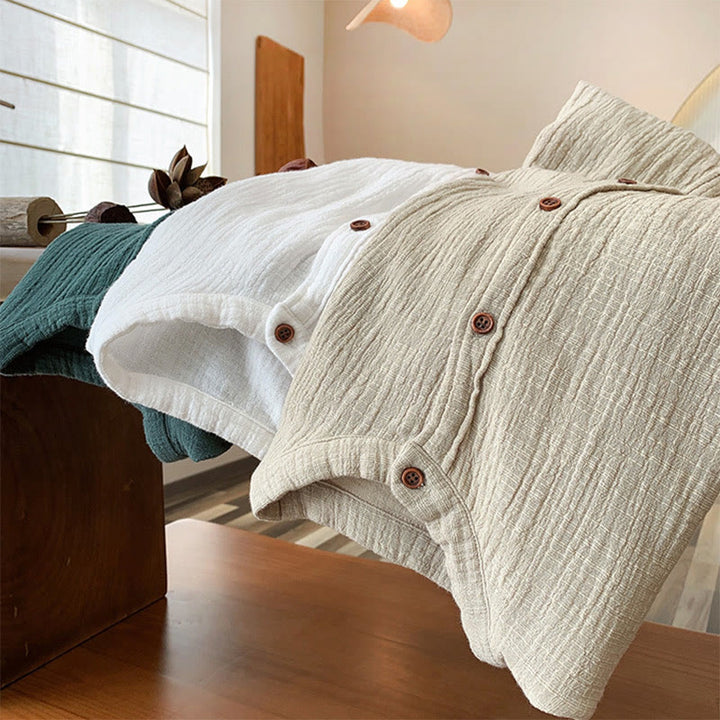 Buddha Stones Ropa de lino y algodón con lavado a la arena de doble capa, literaria y artística - image 36