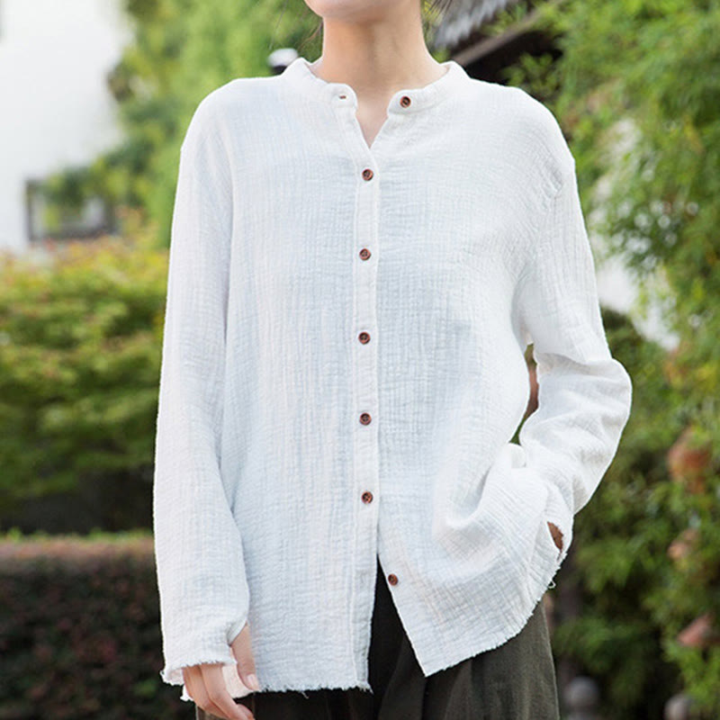 Buddha Stones Ropa de lino y algodón con lavado a la arena de doble capa, literaria y artística - image 17