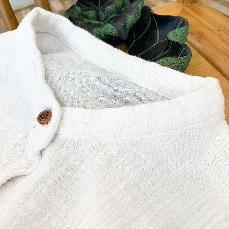 Buddha Stones Ropa de lino y algodón con lavado a la arena de doble capa, literaria y artística - image 12