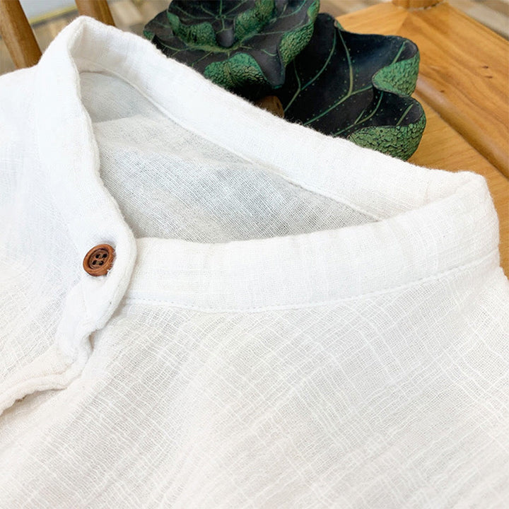 Buddha Stones Ropa de lino y algodón con lavado a la arena de doble capa, literaria y artística - image 12