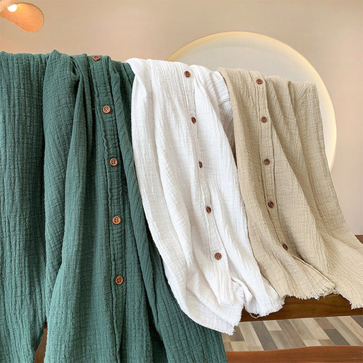 Buddha Stones Ropa de lino y algodón con lavado a la arena de doble capa, literaria y artística - image 37