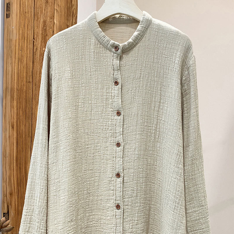 Buddha Stones Ropa de lino y algodón con lavado a la arena de doble capa, literaria y artística - Lino - US2, UK/AU6, UE34 (M) - image 0