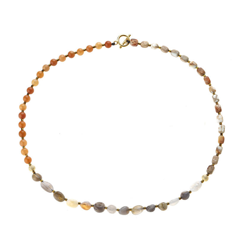 Pulsera creativa de triple vuelta con piedra del emperador, ágata roja y ágata de Botsuana y Buddha Stones