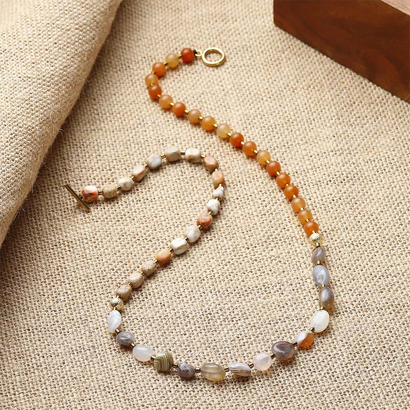 Pulsera creativa de triple vuelta con piedra del emperador, ágata roja y ágata de Botsuana y Buddha Stones