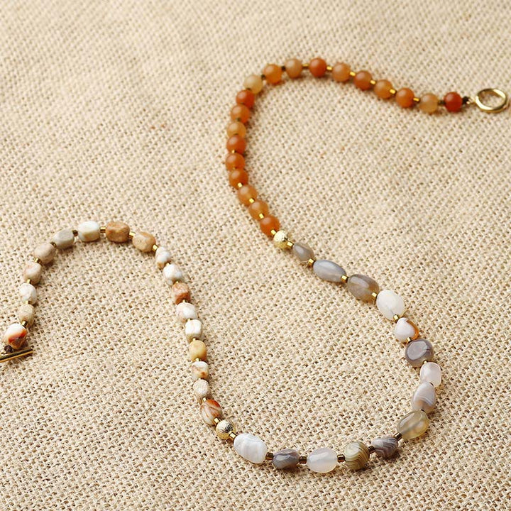 Pulsera creativa de triple vuelta con piedra del emperador, ágata roja y ágata de Botsuana y Buddha Stones