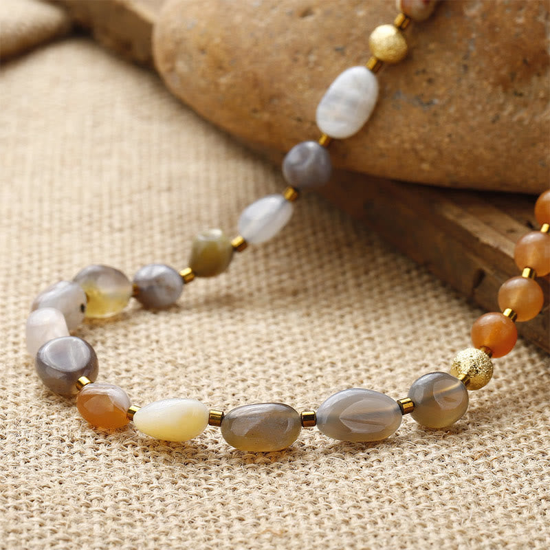 Pulsera creativa de triple vuelta con piedra del emperador, ágata roja y ágata de Botsuana y Buddha Stones
