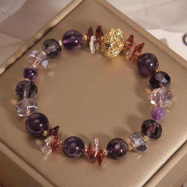 Pulsera de paz interior y sanación con Buddha Stones, amatista, cristal rojo, cristal blanco y calabaza