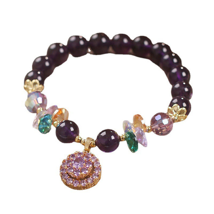 Pulsera de conciencia espiritual con Buddha Stones, amatista, cristal verde, citrino y cristal blanco