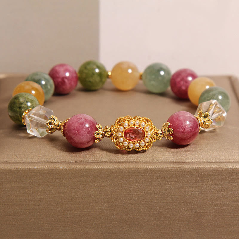 Pulsera de sabiduría con Buddha Stones, turmalina, perla, cristal rosa y cristal blanco - image 4