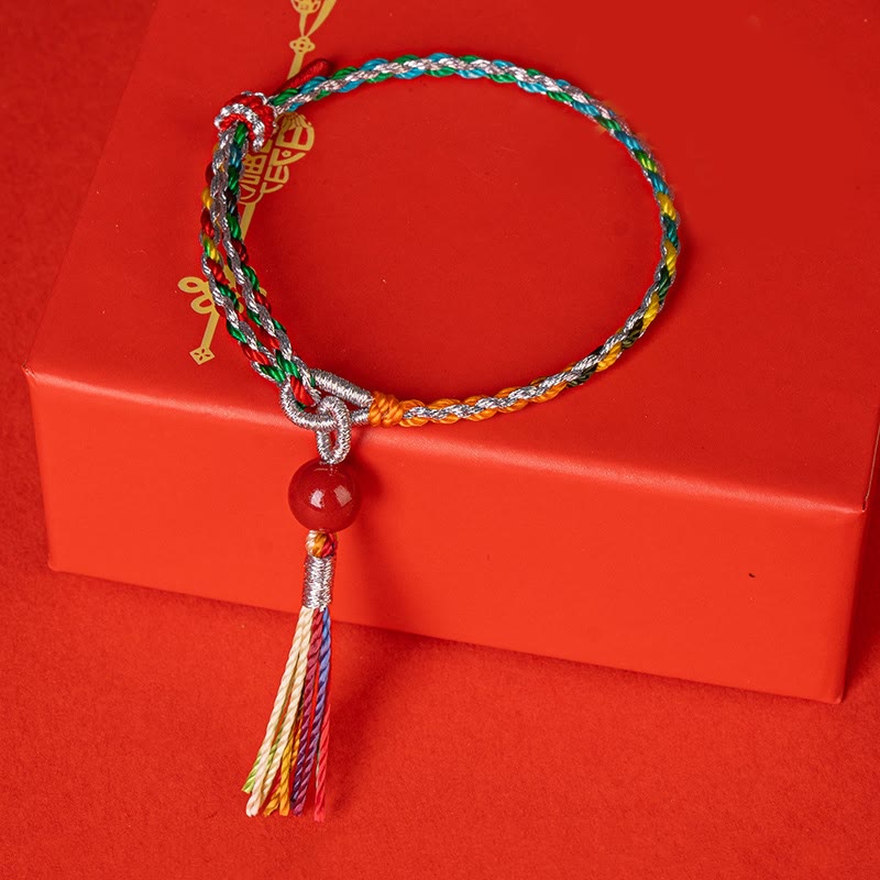 Pulsera de concentración de cinabrio con hilo colorido de Buddha Stones