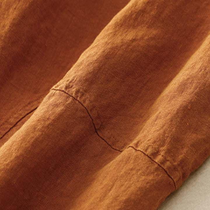 Pantalones harén de lino con cintura elástica y cordón ajustable para mujer de Buddha Stones con bolsillos - image 30