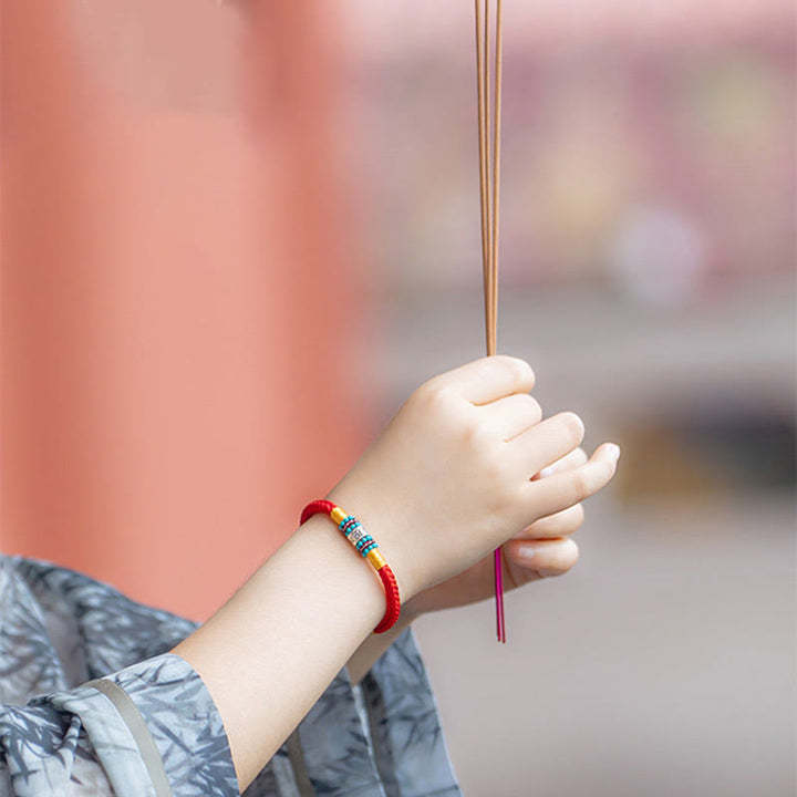 Pulsera de plata de ley 925 con seis palabras verdaderas y hilo rojo y negro con Buddha Stones - image 10