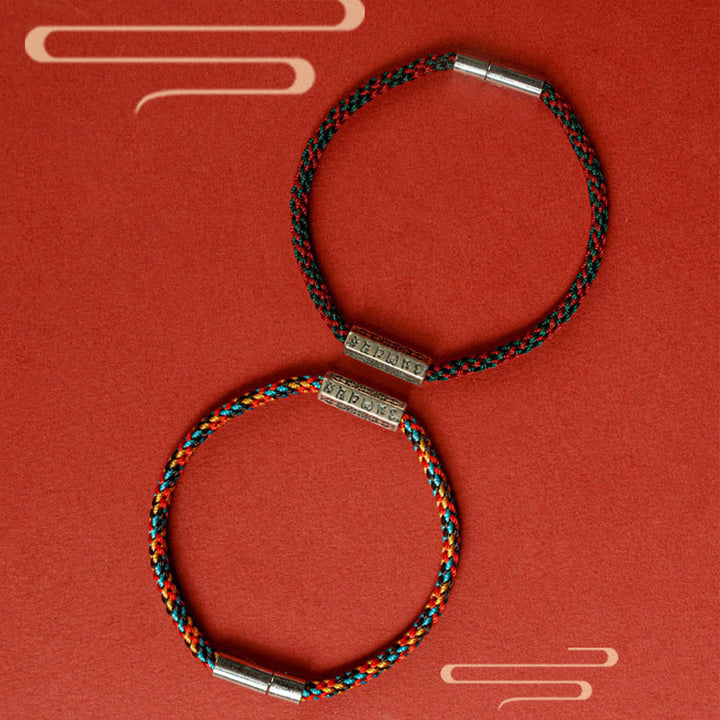 Pulsera de la suerte de plata de ley 925 con seis palabras verdaderas y hilo rojo y hilo negro de Buddha Stones - image 16
