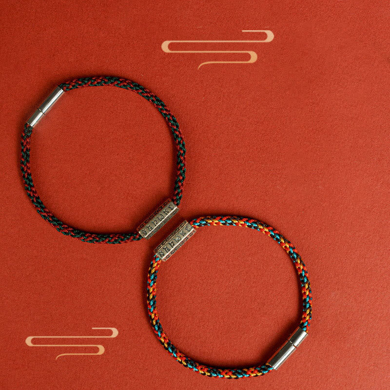 Pulsera de la suerte de plata de ley 925 con seis palabras verdaderas y hilo rojo y hilo negro de Buddha Stones - image 18