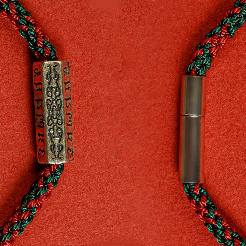 Pulsera de la suerte de plata de ley 925 con seis palabras verdaderas y hilo rojo y hilo negro de Buddha Stones - image 14