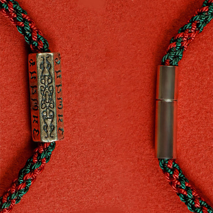 Pulsera de la suerte de plata de ley 925 con seis palabras verdaderas y hilo rojo y hilo negro de Buddha Stones - image 14