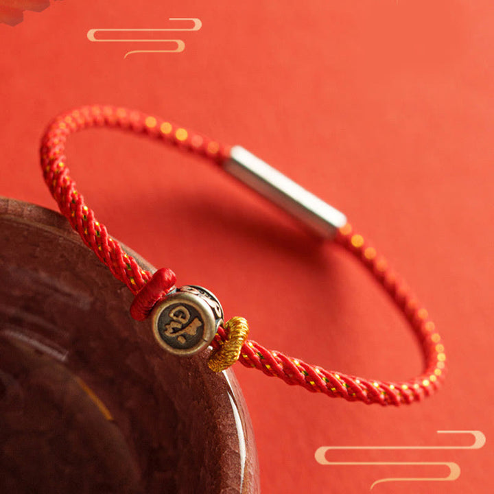 Pulsera de plata de ley 925 con hilo trenzado y Buddha Stones - image 1