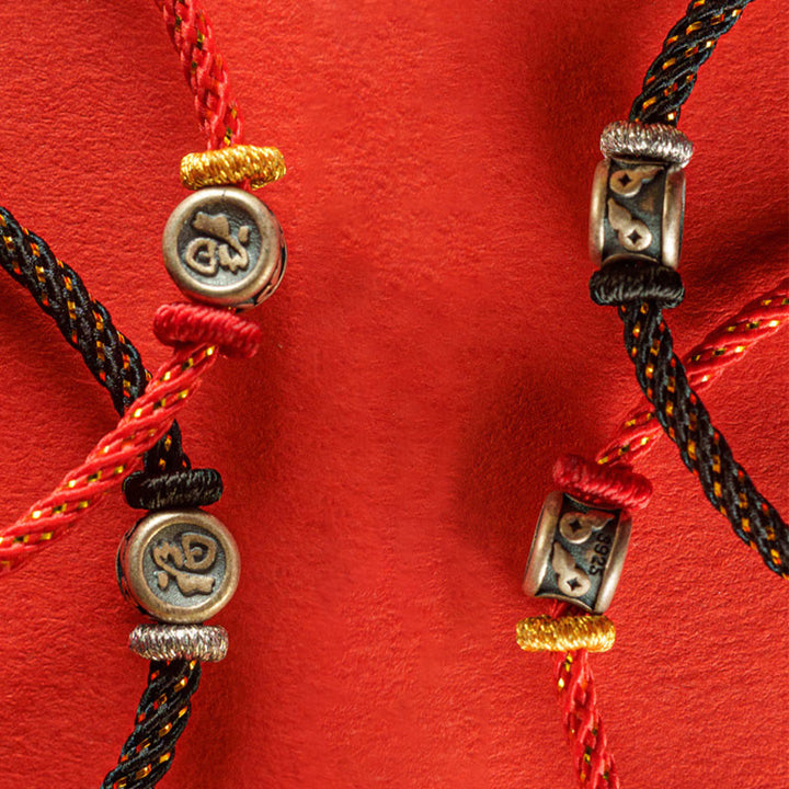 Pulsera de plata de ley 925 con hilo trenzado y Buddha Stones