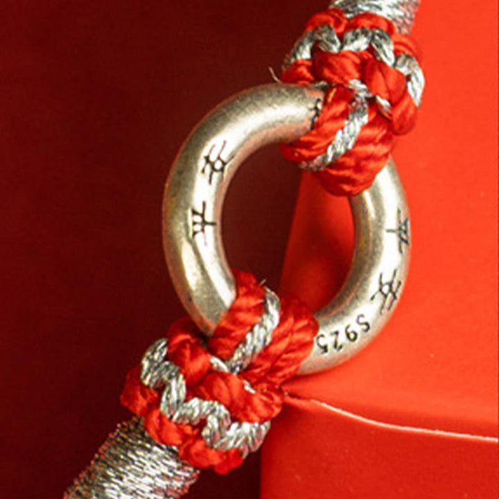Pulsera de plata de ley 925 con hilo rojo y Buddha Stones para la suerte - image 3