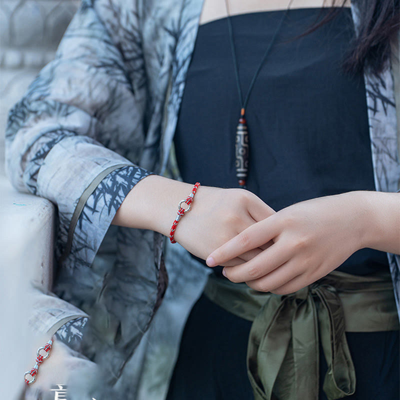 Pulsera de plata de ley 925 con hilo rojo y Buddha Stones para la suerte - image 10