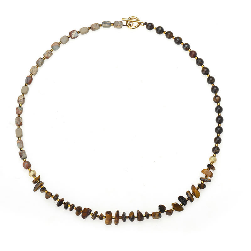 Pulsera de triple vuelta con determinación, piedra del emperador, ojo de tigre y bronzita de Buddha Stones