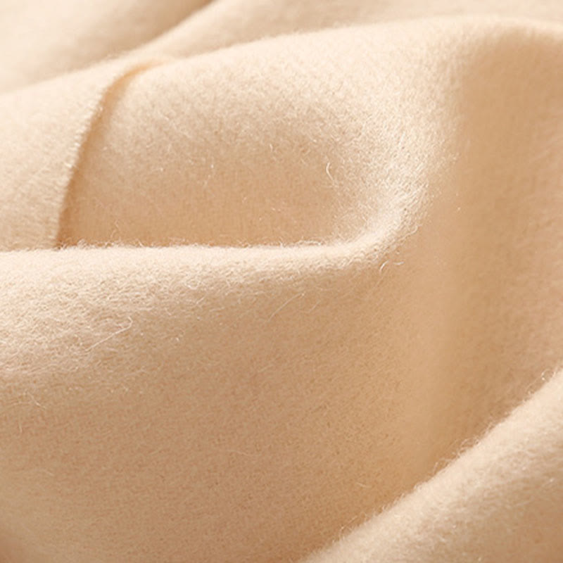 Chal de lana con Buddha Stones y flores blancas bordadas con borlas, bufanda de viaje acogedora para el invierno