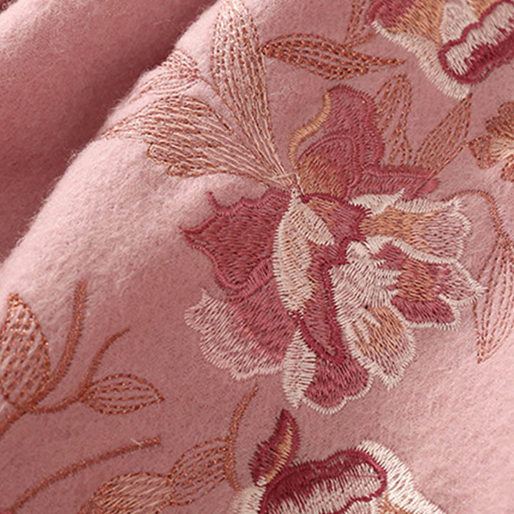 Chal de lana con Buddha Stones, flores, hojas, bordado, borlas, bufanda de viaje acogedora para invierno