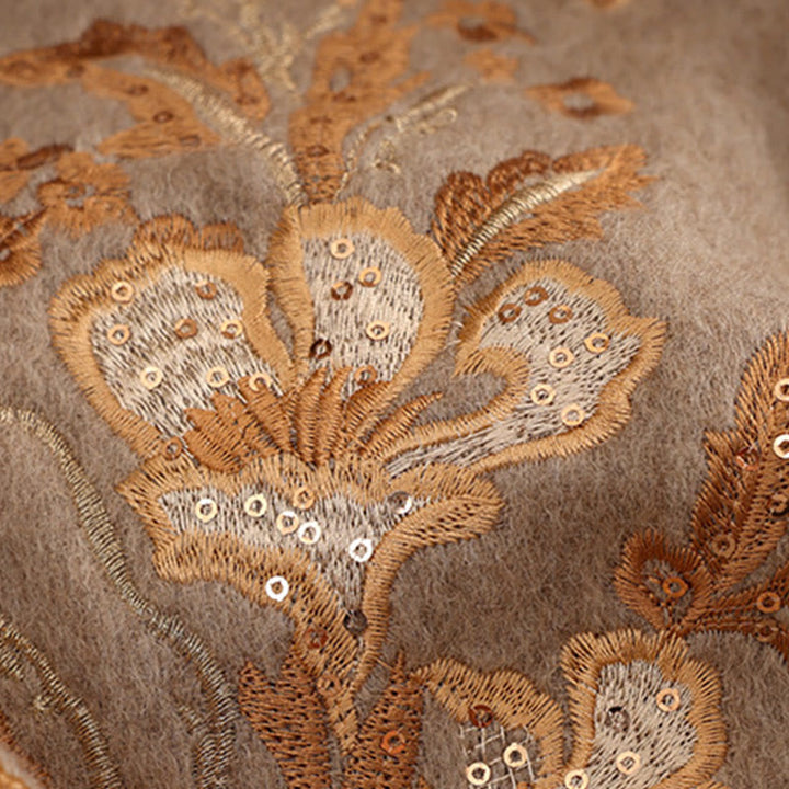 Chal de lana con Buddha Stones , flores rojas, lentejuelas doradas, bordado con borlas, bufanda de viaje acogedora para invierno - image 9