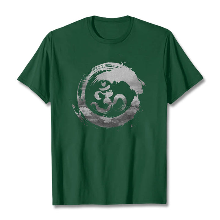 Camiseta de algodón con diseño de loto y Buddha Stones - Verde bosque - 2XL - image 8