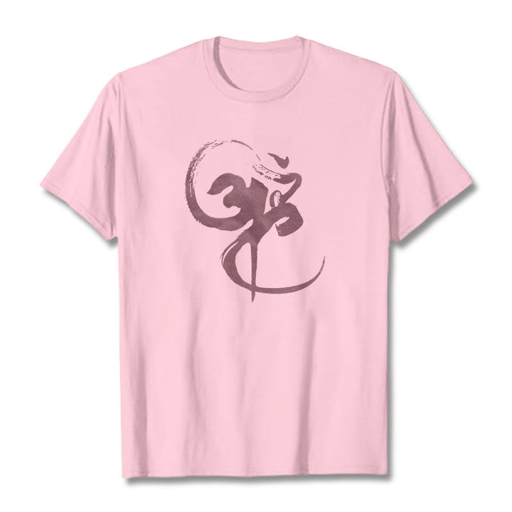 Camiseta de algodón con diseño Om y Buddha Stones - rosa claro - 2XL - image 15