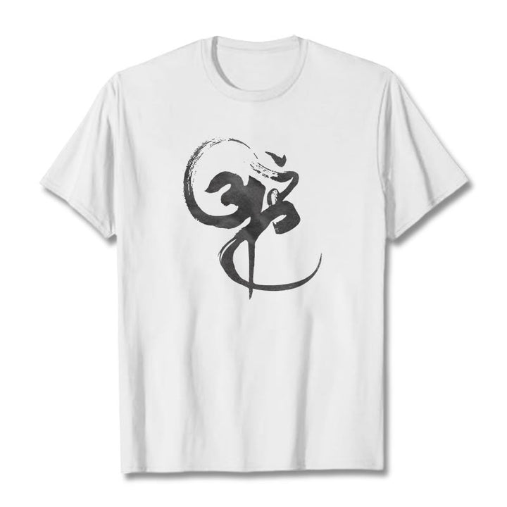Camiseta de algodón con diseño Om y Buddha Stones - Blanco - 2XL - image 5