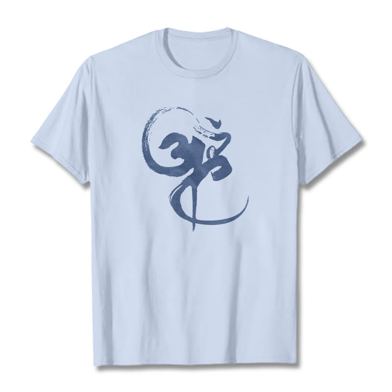 Camiseta de algodón con diseño Om y Buddha Stones - Cian claro - 2XL - image 10