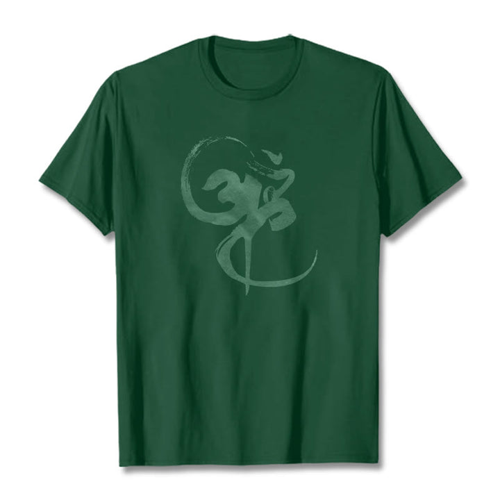 Camiseta de algodón con diseño Om y Buddha Stones - Verde bosque - 2XL - image 8