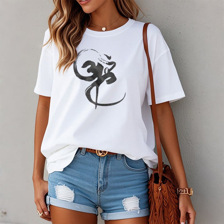 Camiseta de algodón con diseño Om y Buddha Stones - image 6