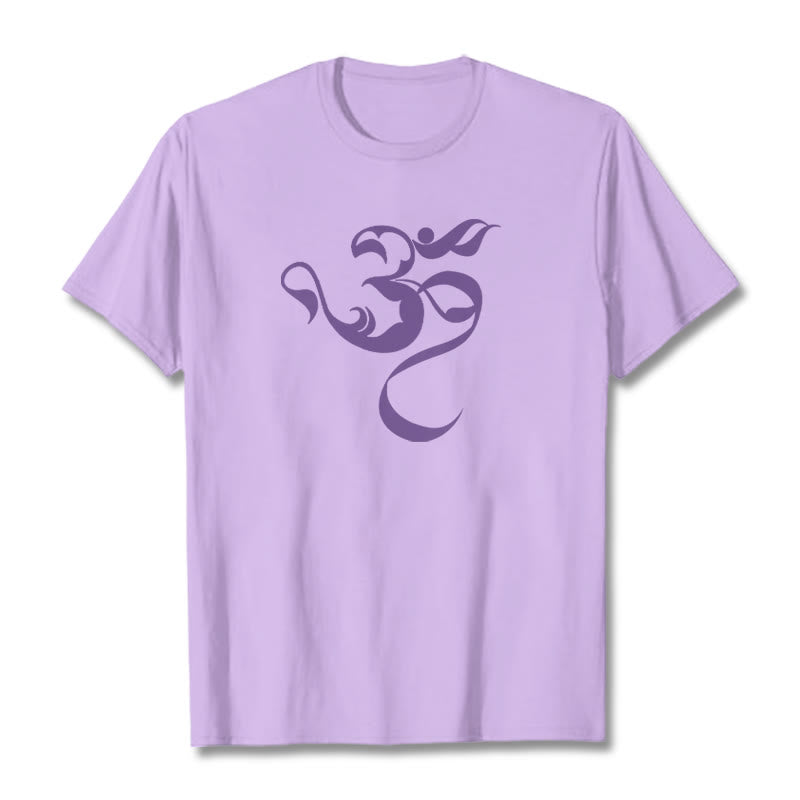 Camiseta de algodón con diseño de figura Om y Buddha Stones - Ciruela - 2XL - image 13