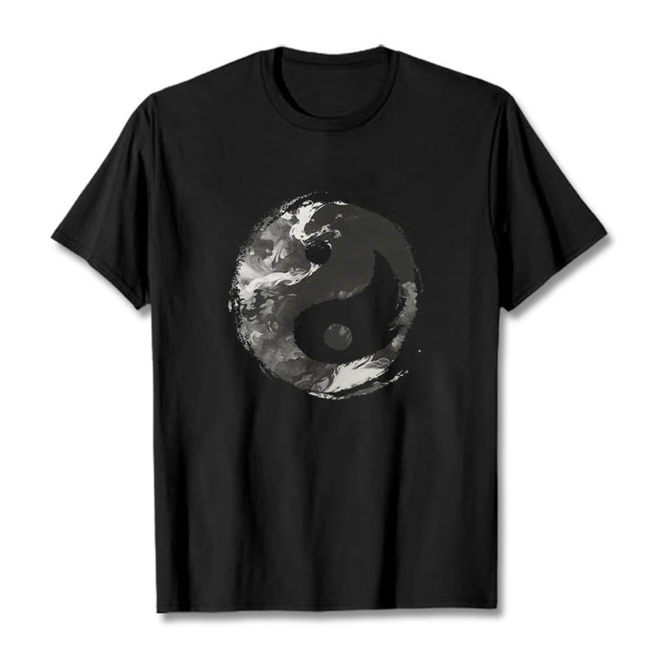 Camiseta de algodón con diseño de Yin Yang y Buddha Stones - Negro - 2XL - image 4