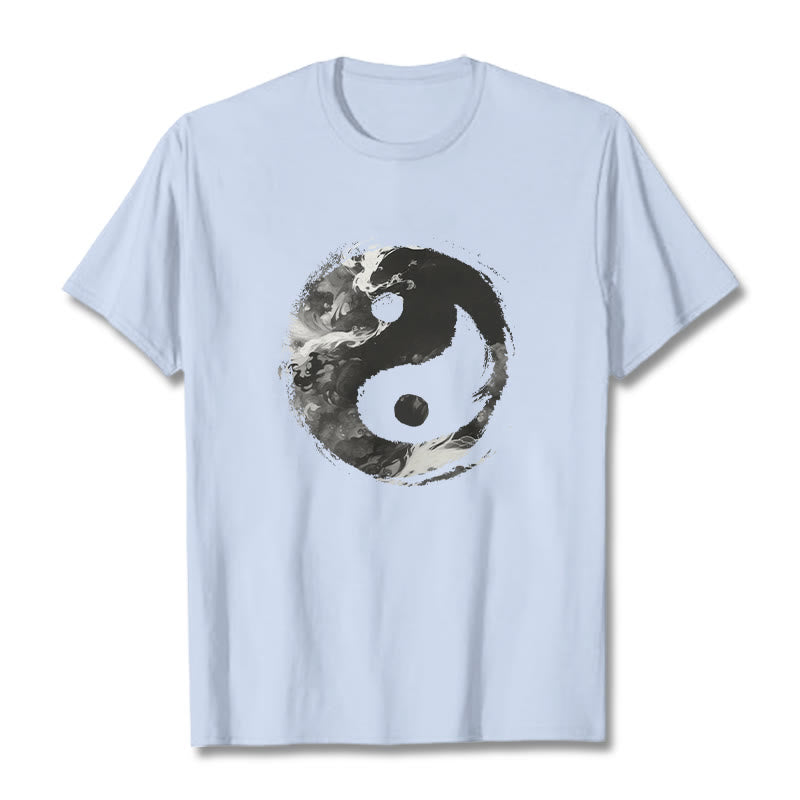 Camiseta de algodón con diseño de Yin Yang y Buddha Stones - Cian claro - 2XL - image 11
