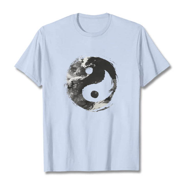 Camiseta de algodón con diseño de Yin Yang y Buddha Stones - Cian claro - 2XL - image 11