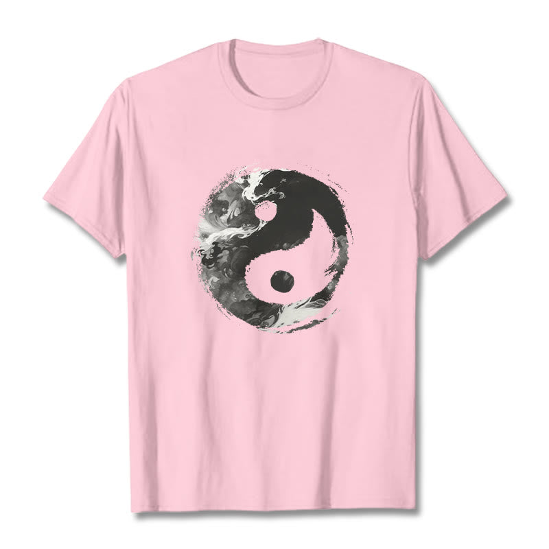 Camiseta de algodón con diseño de Yin Yang y Buddha Stones - rosa claro - 2XL - image 18