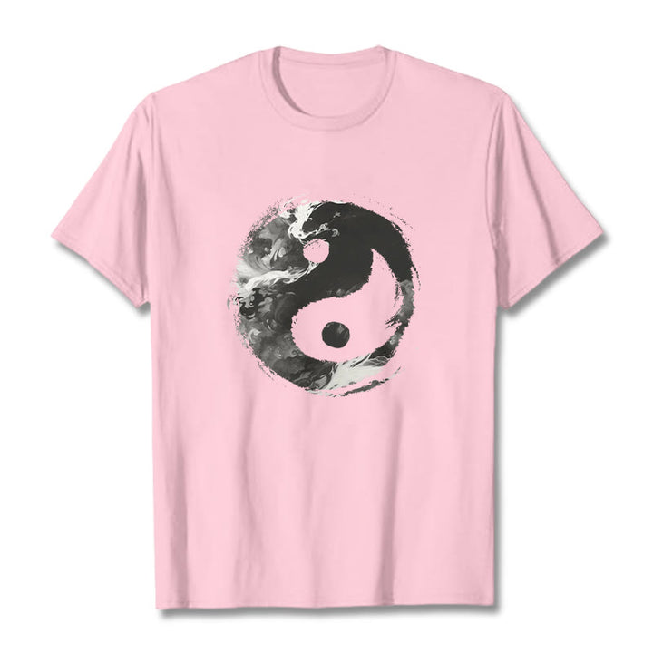 Camiseta de algodón con diseño de Yin Yang y Buddha Stones - rosa claro - 2XL - image 18