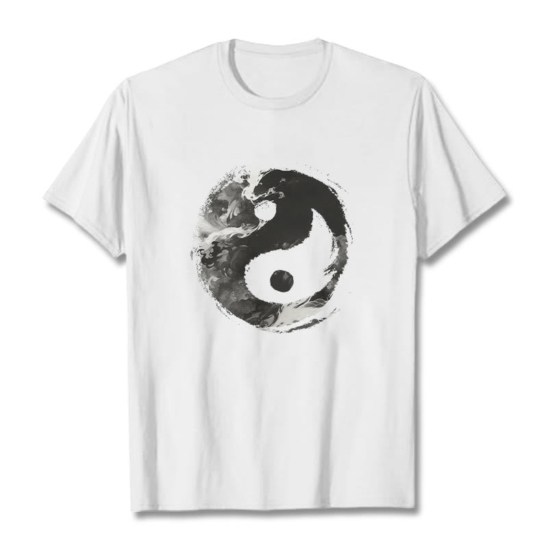 Camiseta de algodón con diseño de Yin Yang y Buddha Stones - Blanco - 2XL - image 0