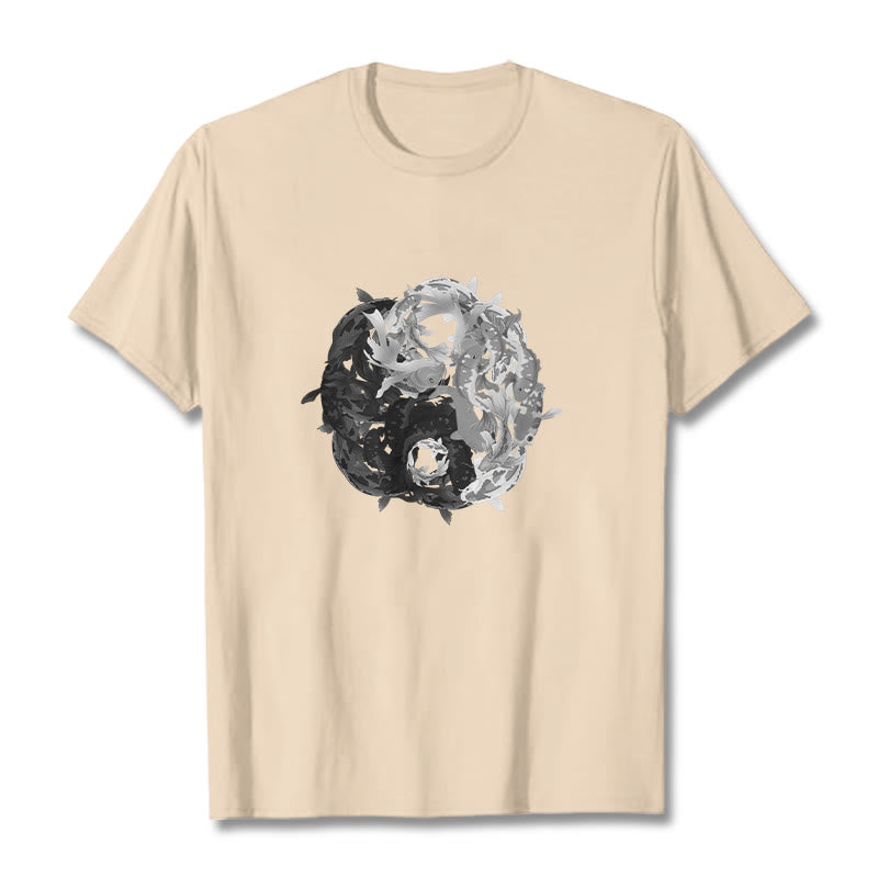 Camiseta de algodón con combinación de peces koi, yin yang y Buddha Stones - Sopa de mariscos - 2XL - image 13